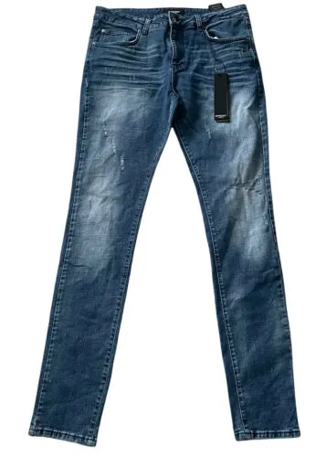 Represent Jeans Repaired Denim Bleach Mid Blue Size 38 Mens Brand New With Tags