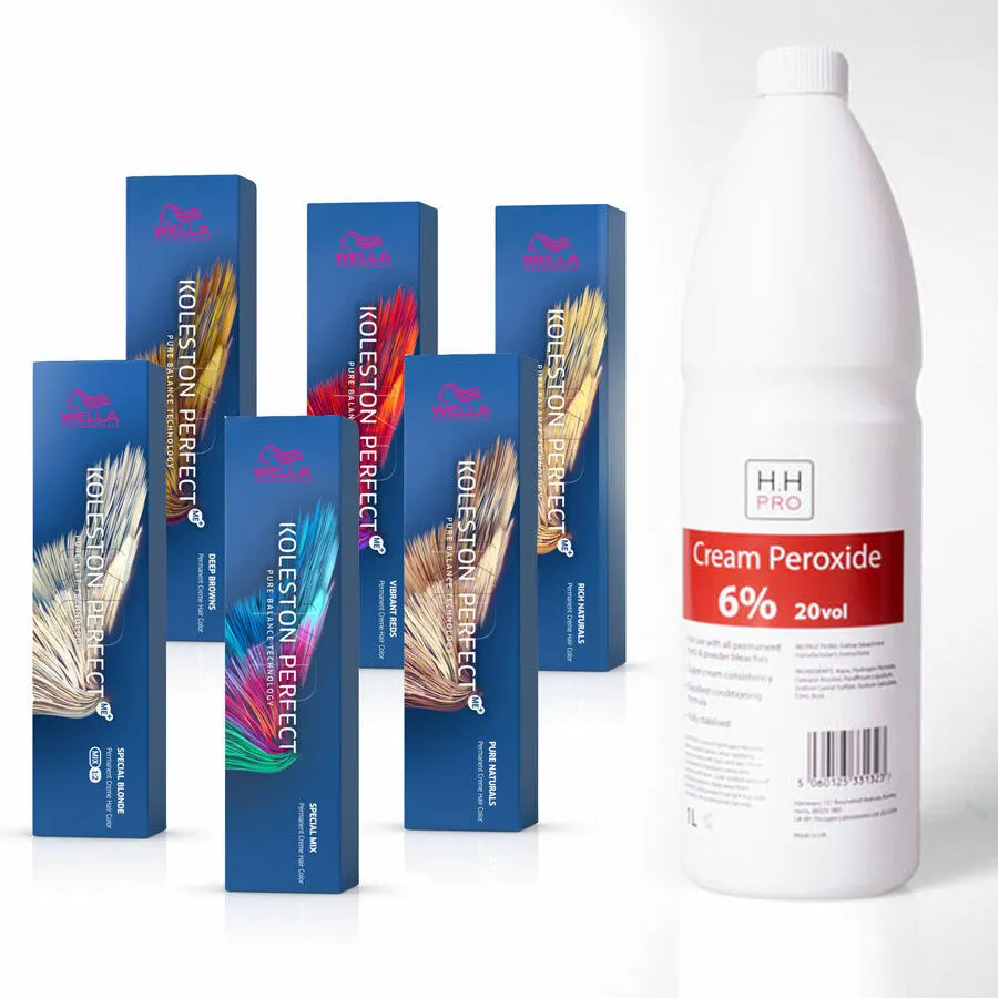 4xWella Koleston Perfect ME+Hair Colour(6/00)/HHPro Peroxide Developer 6% 1000ml