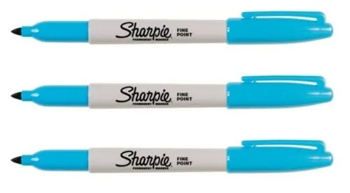 10 x Blue Sharpie Pens  Permanent Marker Fine Point Write