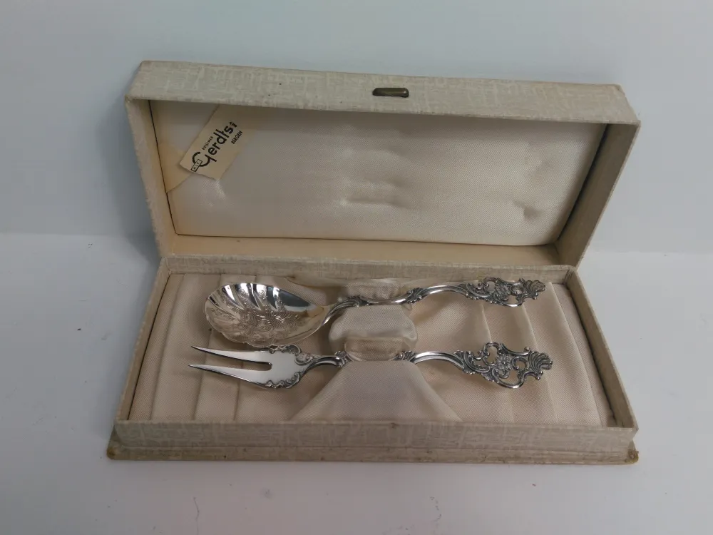 Vintage Th. Marthinsen 830 Silver Spoon and Fork "Fancy Pattern" Norway Silver
