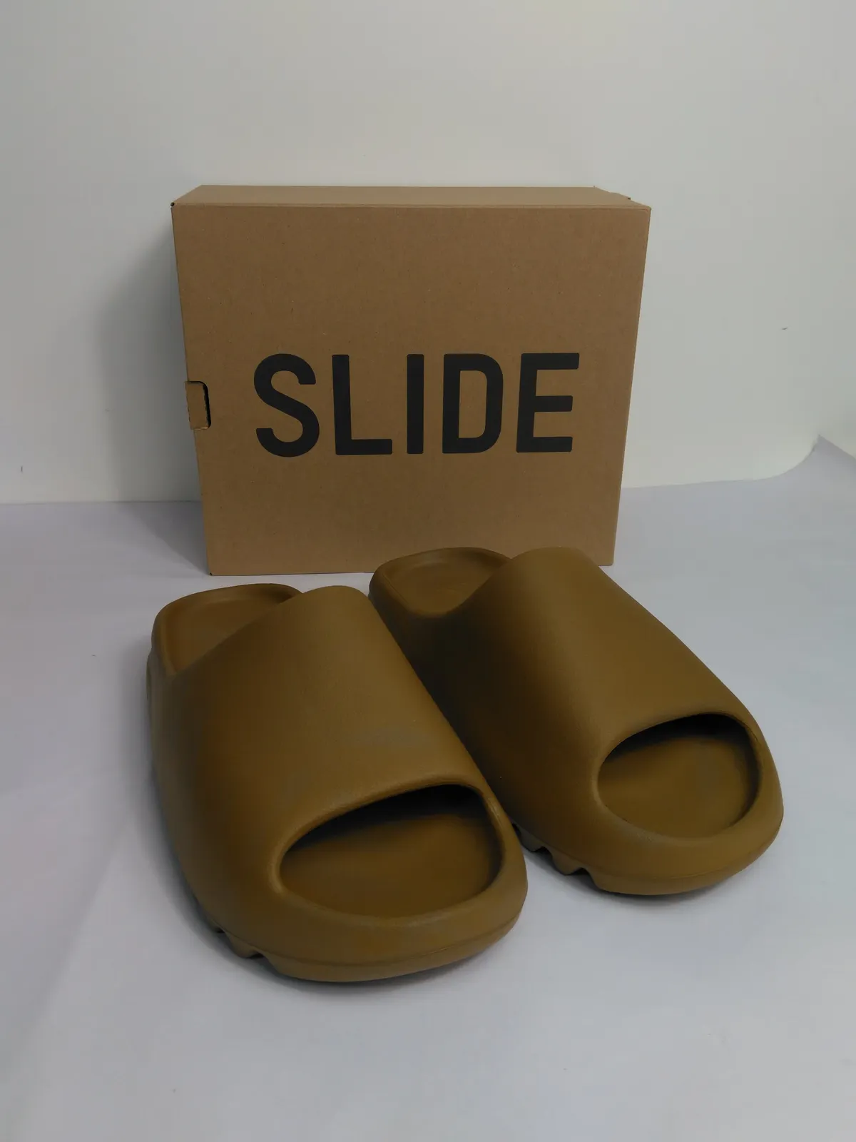 Pair of Adidas Yeezy Slide Ochre GW1931 UK8 - New with Box