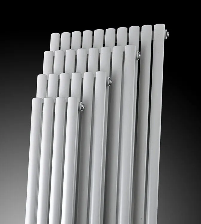 Designer Radiator Oval Column Flat Panel Central Heating (White - 600x1416mm)