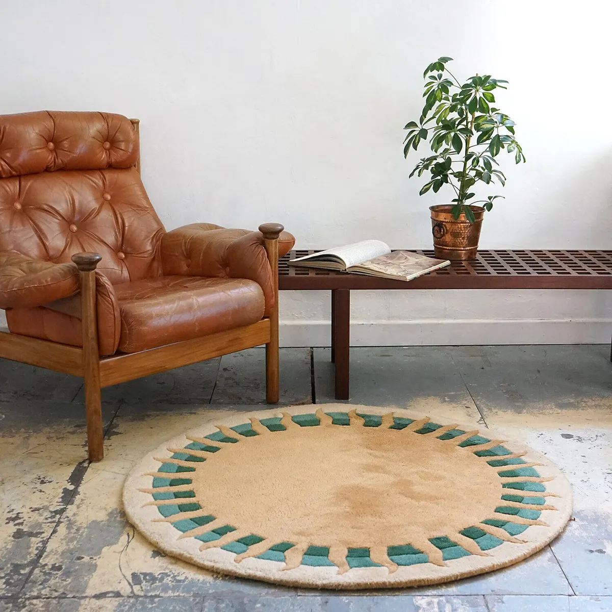 Circular Hand-Tufted Wool 'Soleil' Rug by Lawrence Lafont for Serge Lesage 1970s