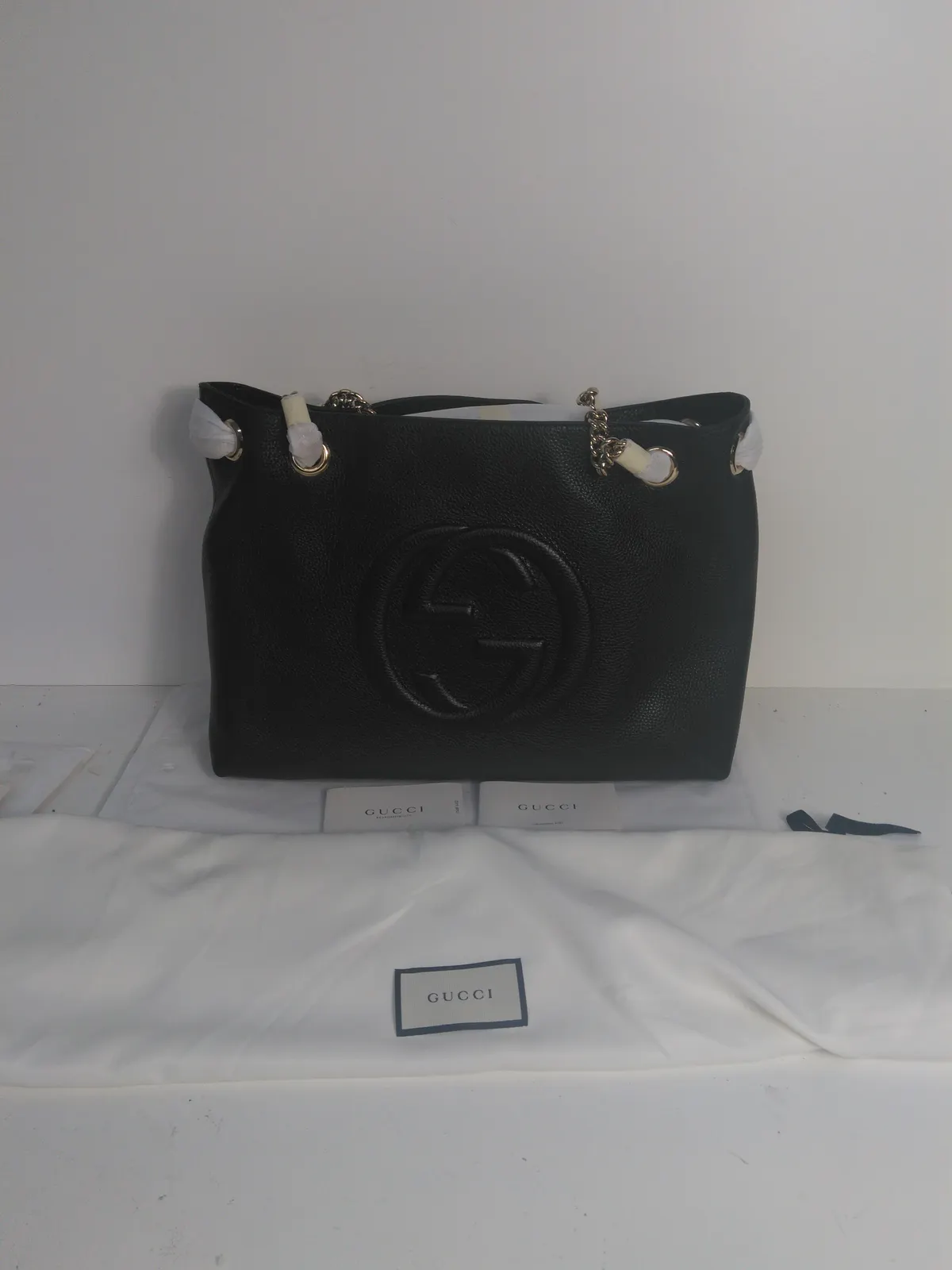 Genuine Gucci Soho Large Leather Chain Shoulder Handbag Black RRP £1,800