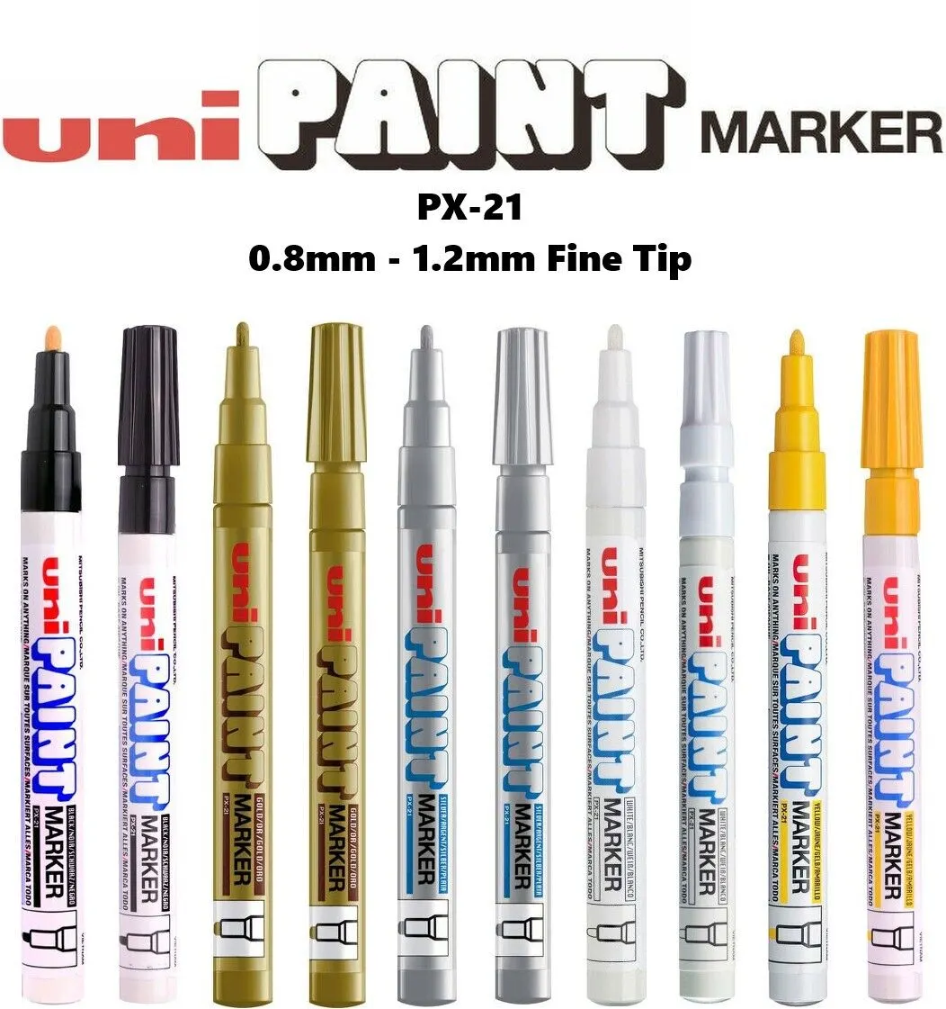 Uni Paint Marker Pen Fine PX-21 0.8mm-1.2mm Oil Based Permanent Waterproof Rock