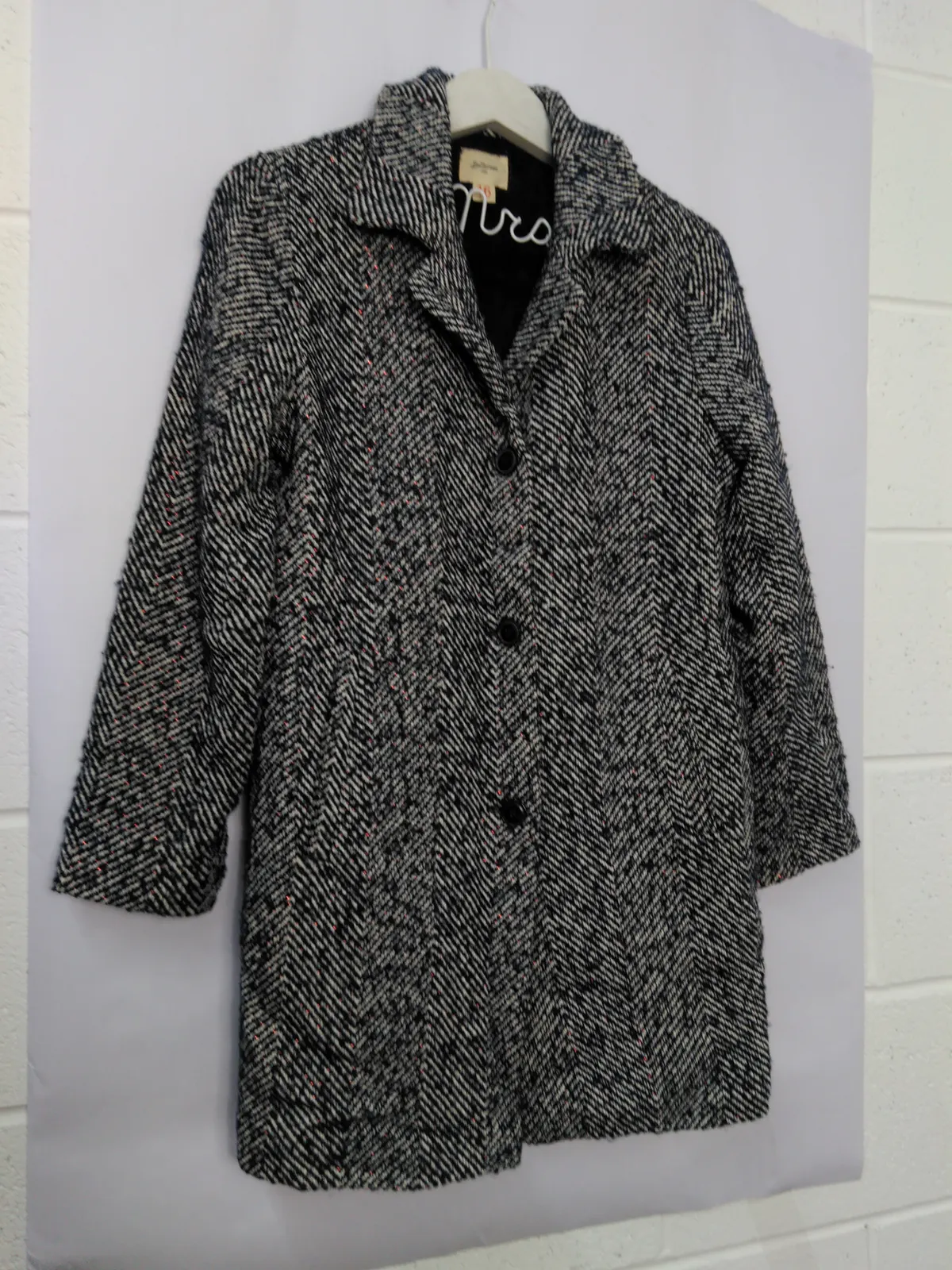 WOMENS BELLEROSE NAVY WHITE WOOL MIX METALLIC RED SMART BUTTON UP COAT UK 16