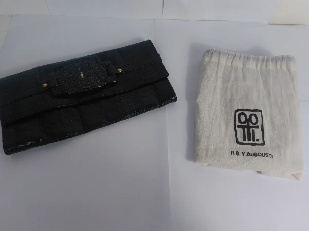 R&Y Augousti Clutch Black Snakeskin & Stingray Bag