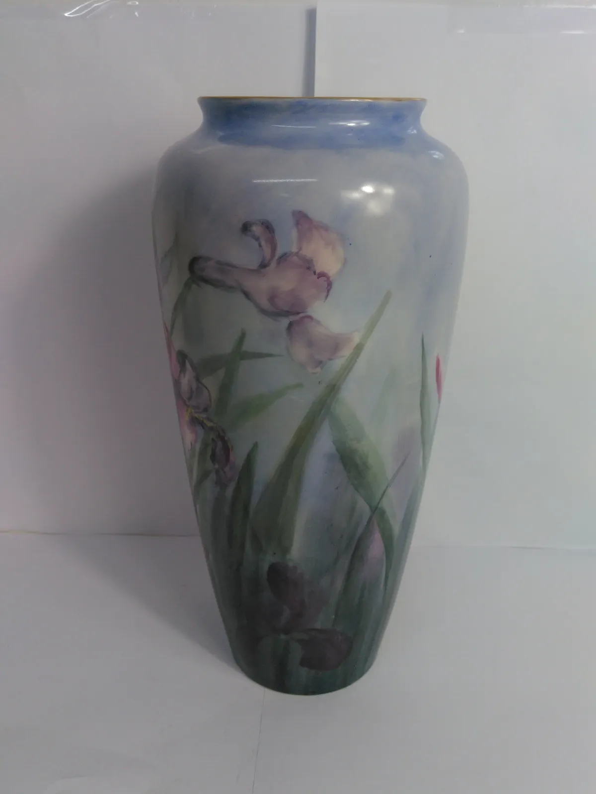American Belleek tall vase - Iris