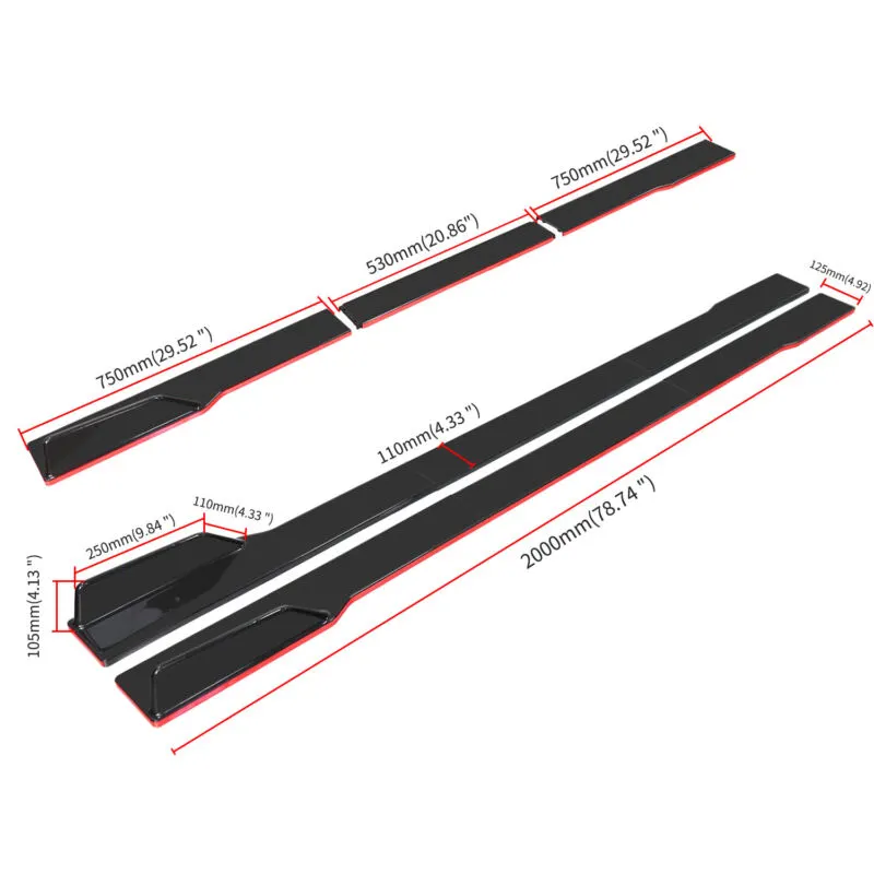 For Jeep Grand Cherokee SRT /SRT8  86.6'' Side Skirts Rocker Panel Splitter Lips
