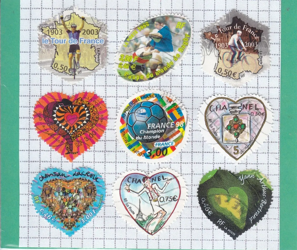 FRANCE 9 MIXED STAMPS USED