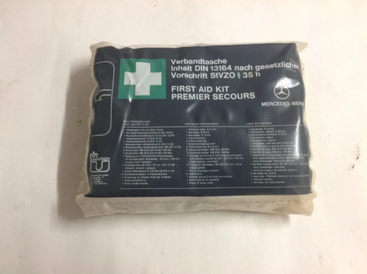 Mercedes 1970's 1980's genuine OEM factory 1st aid kit - new unused