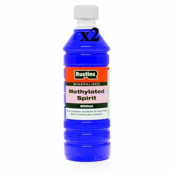 2x 500ml Rustins Mineralised Methylated Spirit Degreaser, Thinner Cleaning Glass