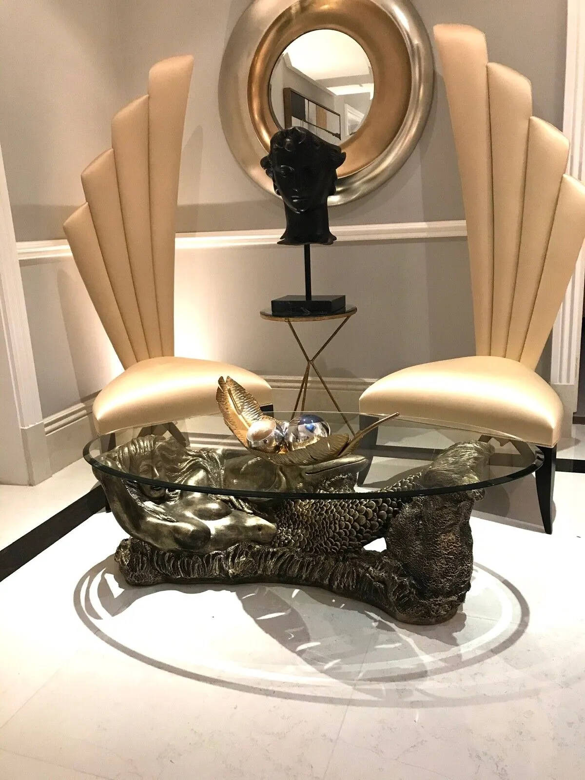 Large Coffee table mermaid with dolphin