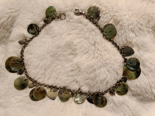 Large Chain Green Mother Of Pearl Anklet Nature Hippie Holiday handmade