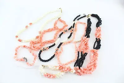 Coral Jewellery Vintage Mother of Pearl Chips Multi Strand Twist x 7