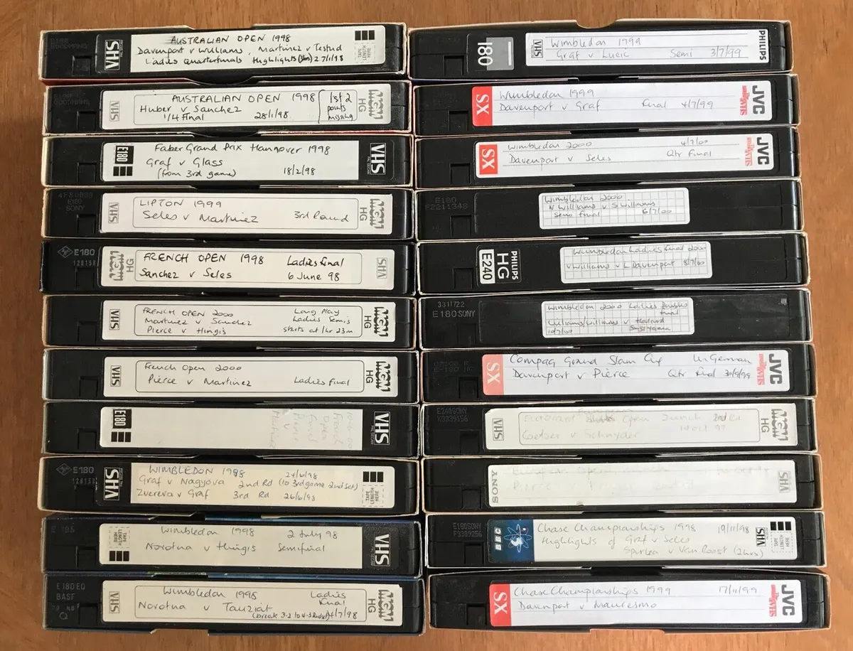 21 VHS Videos of Tennis Matches 1997-2000 Graf Seles Venus Serena Davenport etc