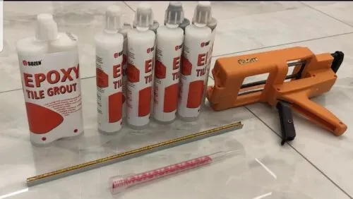 12 Pack 6 GLITTER GOLD 6 Glitter Silver Epoxy Grout +Caulking Gun