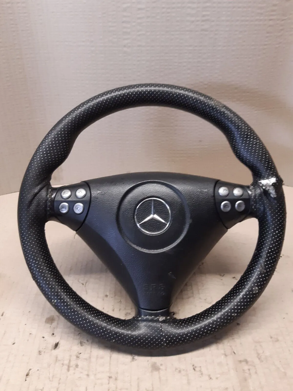 2006 MERCEDES C CLASS W203 COMPLETE BLACK LEATHER STEERING WHEEL A1714600103