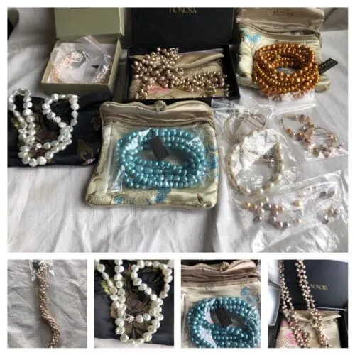 Signed HONORA Pearl 925 Sterling Silver Job lot Necklaces,Earrings ,Bracelets.