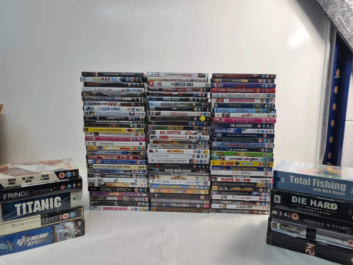 100 x New & Sealed DVDS (Die Hard, Django, Fight Club - incl boxsets)