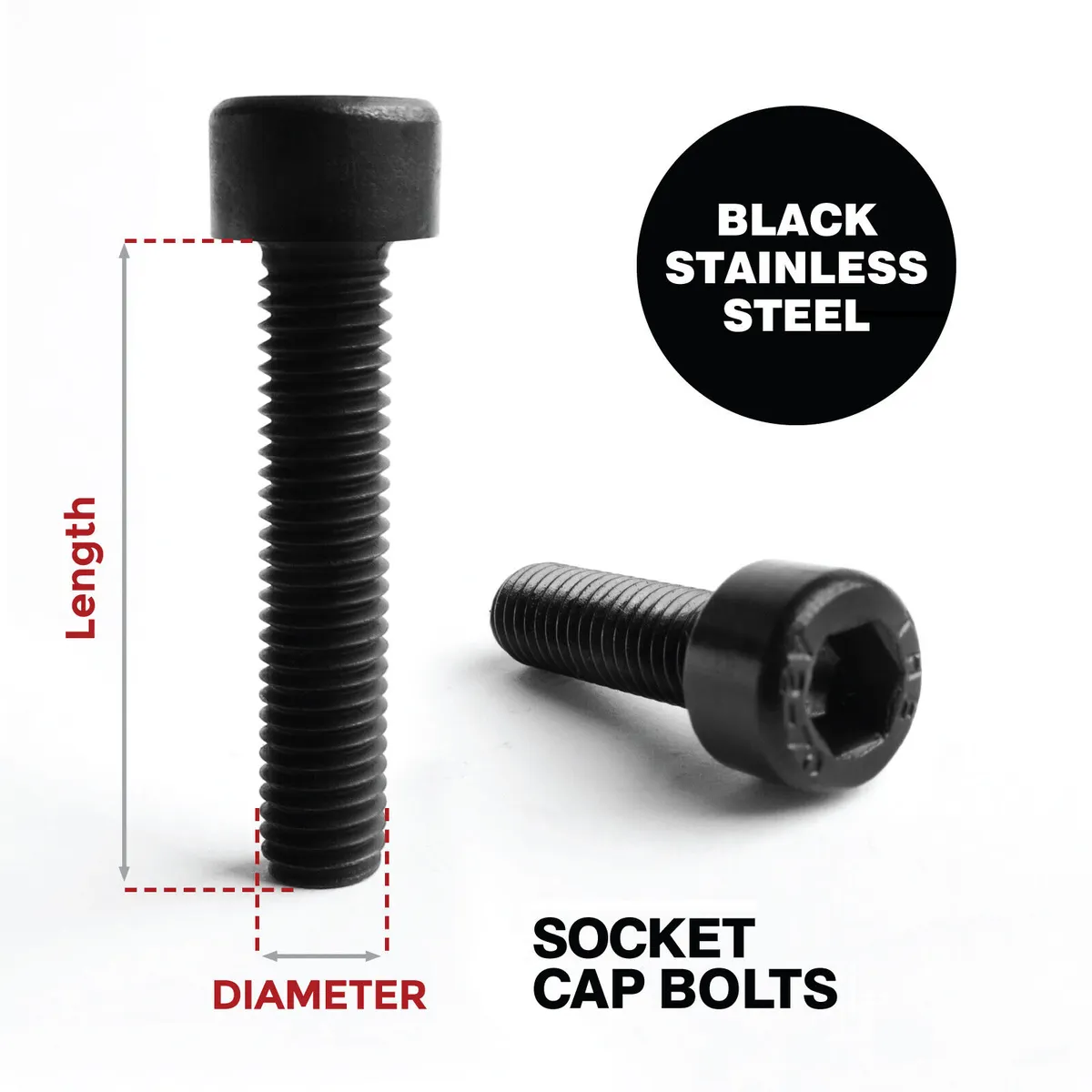 50x M5 14mm CAP BOLT ALLEN SCREW A2 BLACK STAINLESS STEEL SOCKET CAP HEX DRIVE