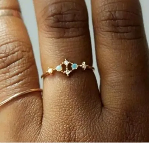 Catbird Spring Fairy Diamond Opal Pearl 14k Gold Delicate Ring Sz7 UK N 1/2 Used