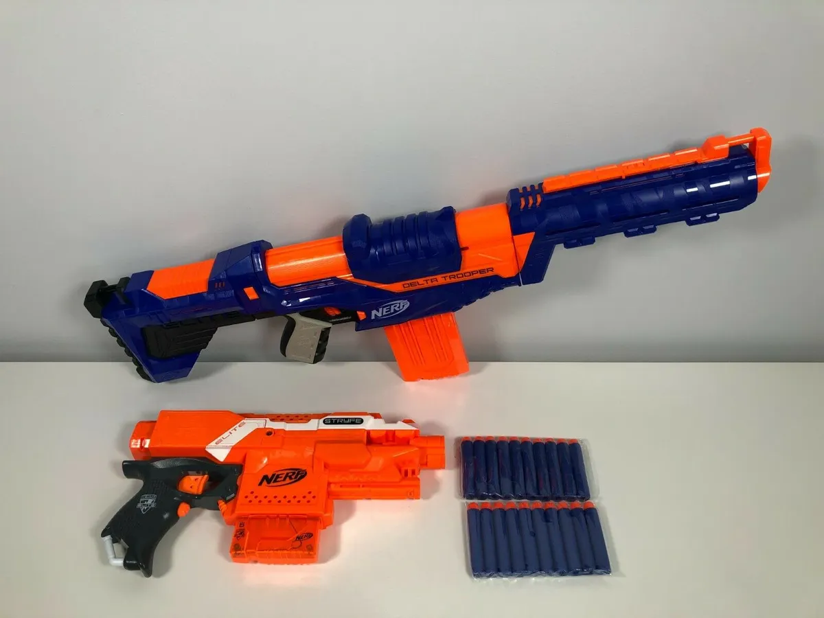 Nerf Delta Trooper & Motorised Stryfe Blaster Bundle + 20 Darts - VGC