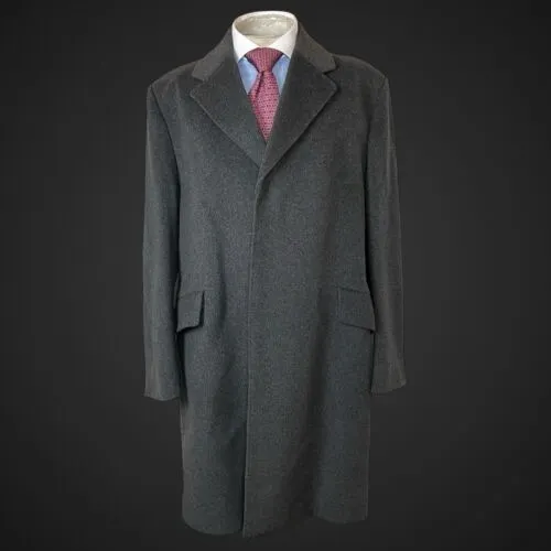 VTG Wool & Mink Overcoat Coat Grey City Mac Smart Dress 40/42L Jacket Business