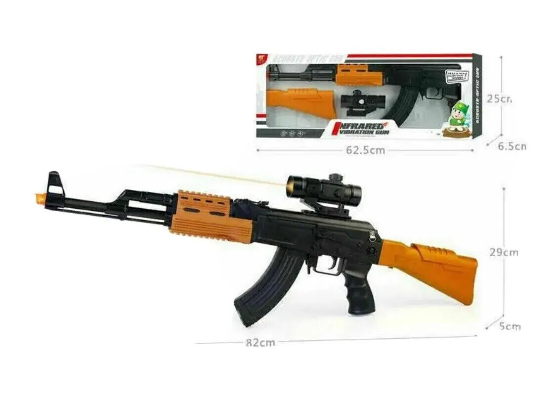 AK-47 GUN LIGHTS FIRING SOUND & VIBRATION GIRLS BOYS TOYS 3+AGES