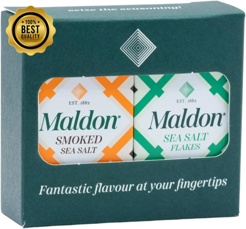 Maldon Salt, Pinch Tin Set, 2x Original Sea Salt & 2x Smoked Sea Salt Pinch Tins