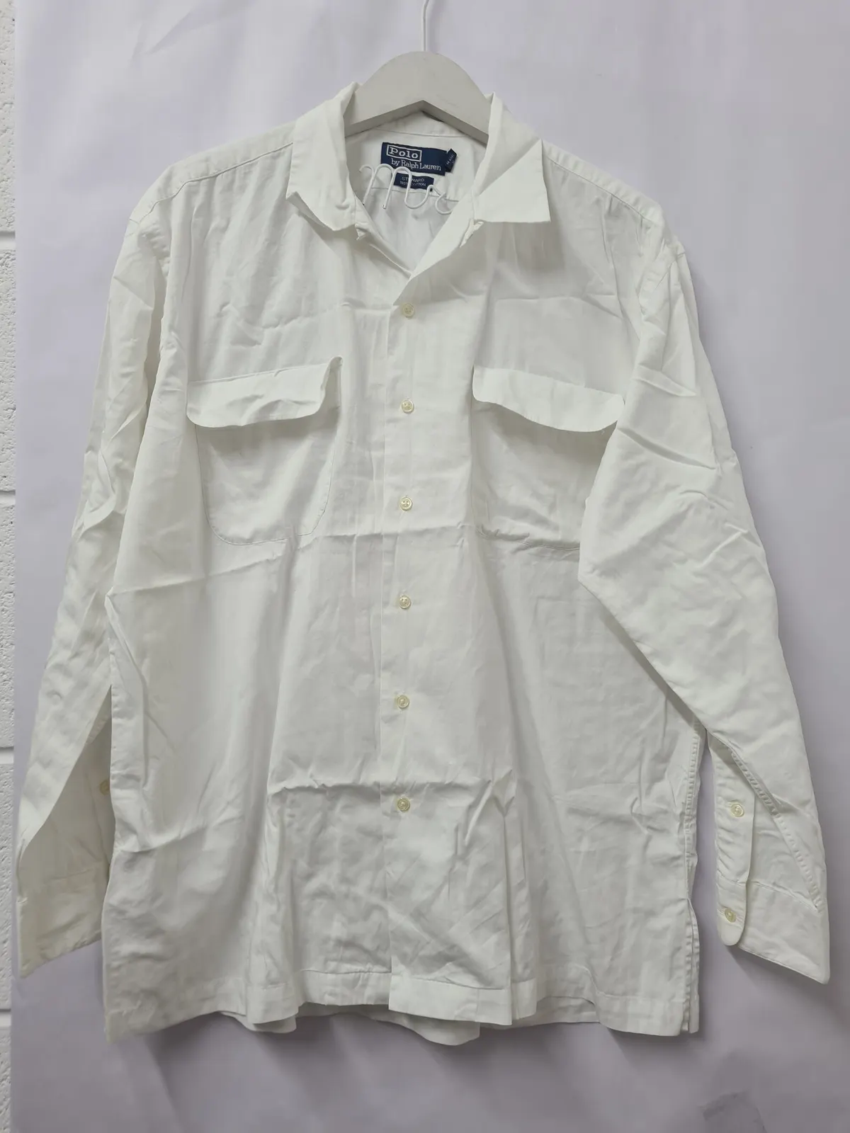 Men's Polo Ralph Lauren Steward Long Sleeve Shirt Size L Large White Vintage