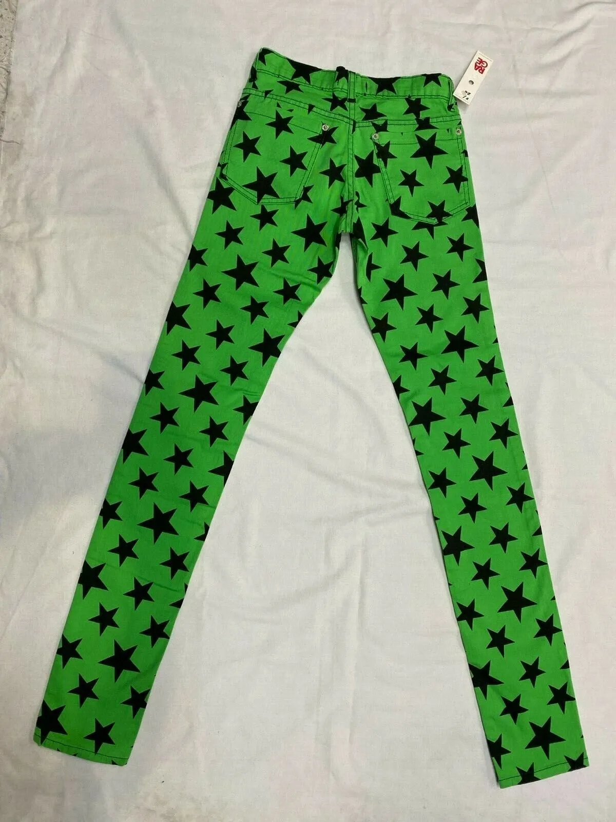 2 pairs DARKSIDE GREEN & BLUE WITH STARS SKINNY STRETCH UNISEX JEANS  (26")