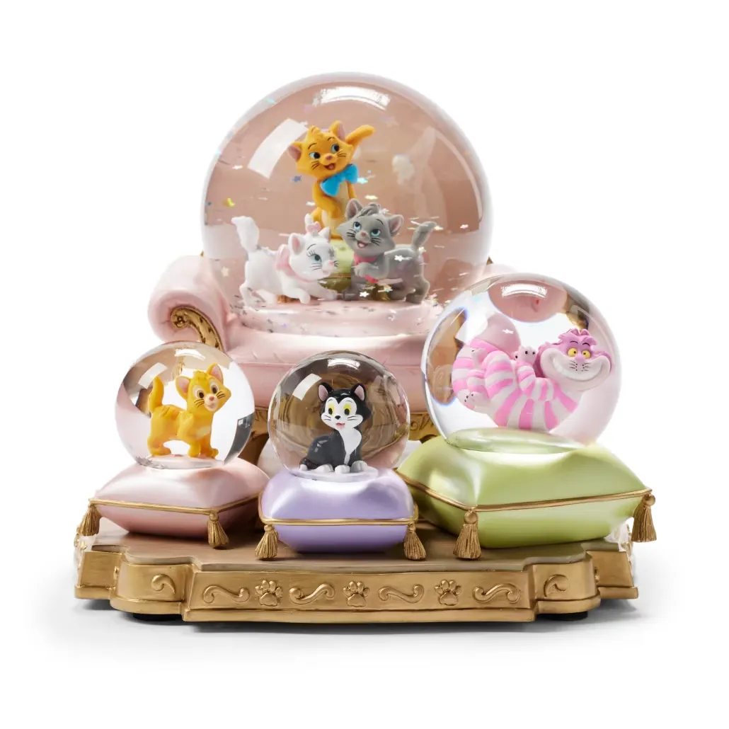 Disney Cats Snow Globe Figurine Collectible - Oliver Figaro Aristocats Cheshire Cat