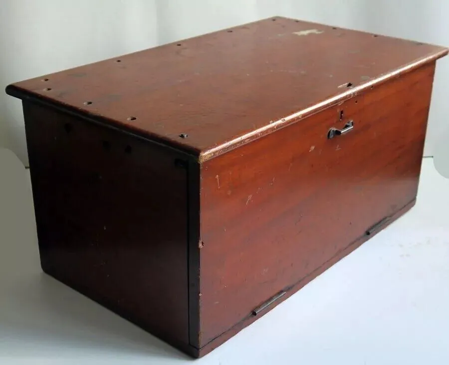 Antique Mahogany Field Telephone Circuit Case Box - Hinged Lid- Fall Front