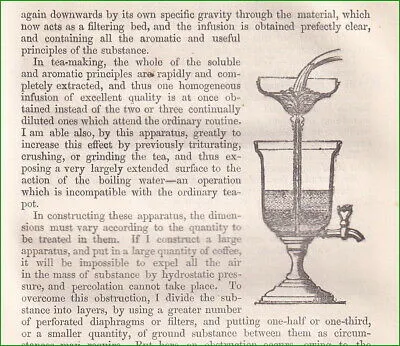 Loysel's Process Tea & Coffee Hydrostatic Machine Troops 1861 Journal Article VG