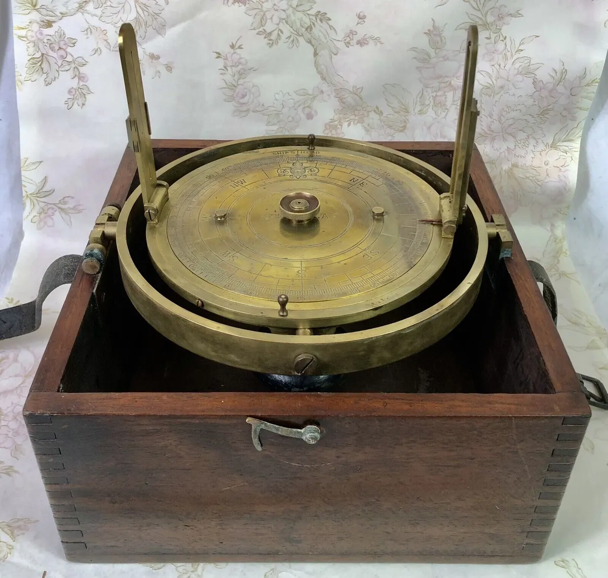 ANTIQUE SHIP'S MARITIME PELORUS, DRUM COMPASS, HUSUN, HENRY HUGHES - LONDON