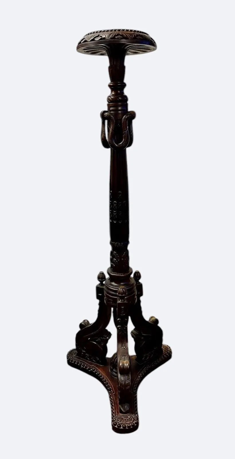 William IV Style Carved Mahogany Torchere Pedestal Stand  147cm Tall .