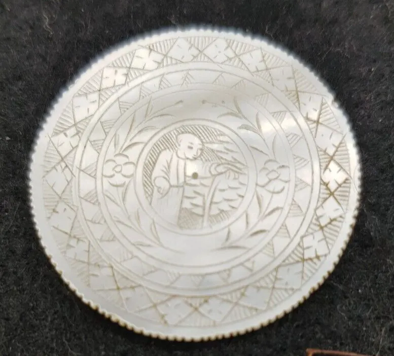 Antique Mother of Pearl Non-Amorial GAMING Chip, Chinese.