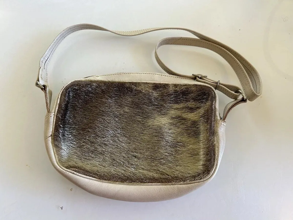 Vintage 1950s Cross Body Bag In Fur And Leather