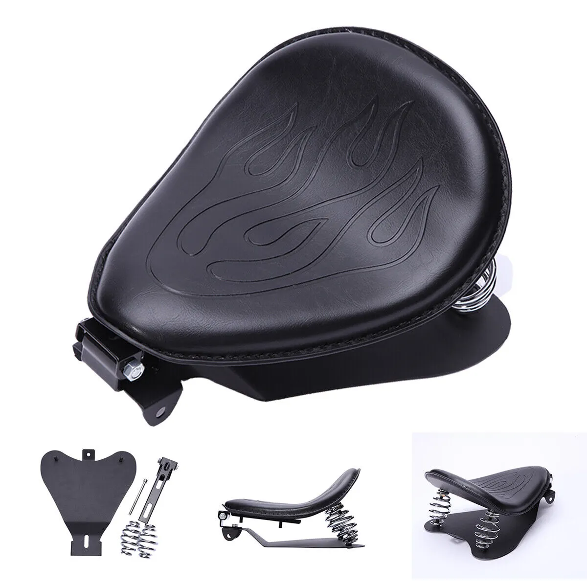 PU Solo Seat w/ Spring Base For Suzuki Boulevard C50 M50 S50 S40 Bobber Custom