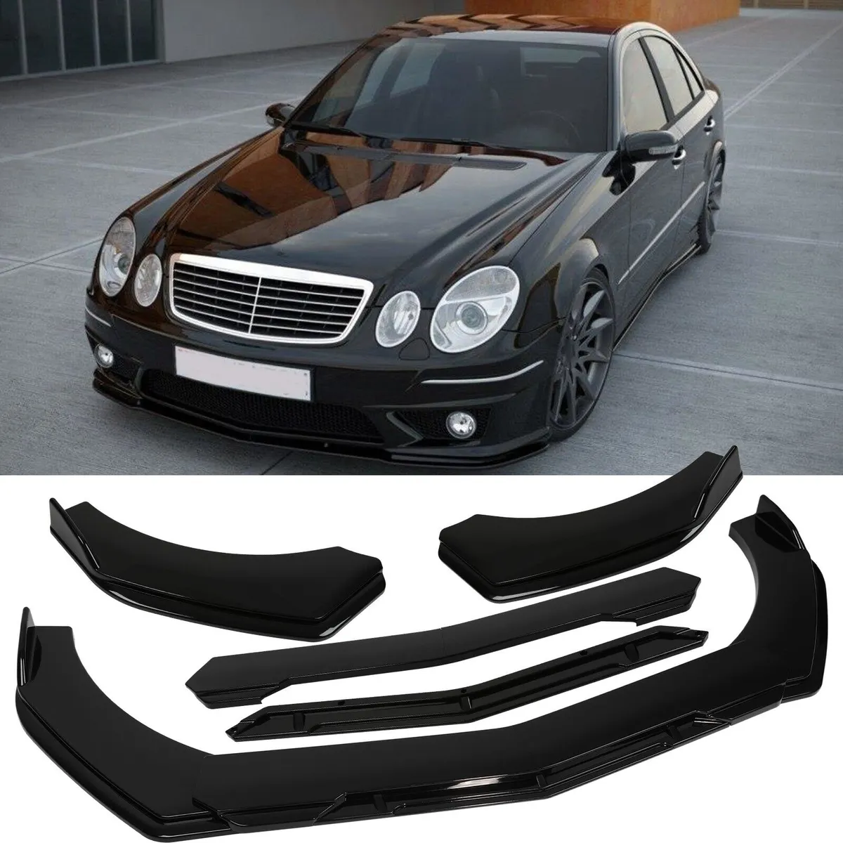 For Mercedes Benz W211 E350 E500 E55 AMG Front Bumper Lip Splitter Spoiler Body