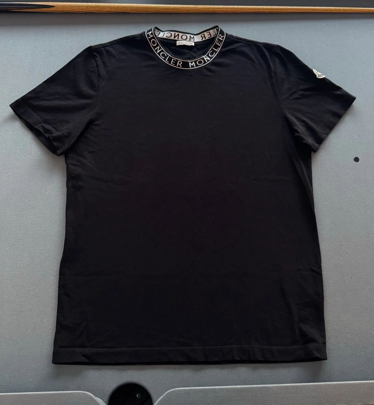 Moncler Black T-Shirt - Large - 22.5 ” PTP - Authentic