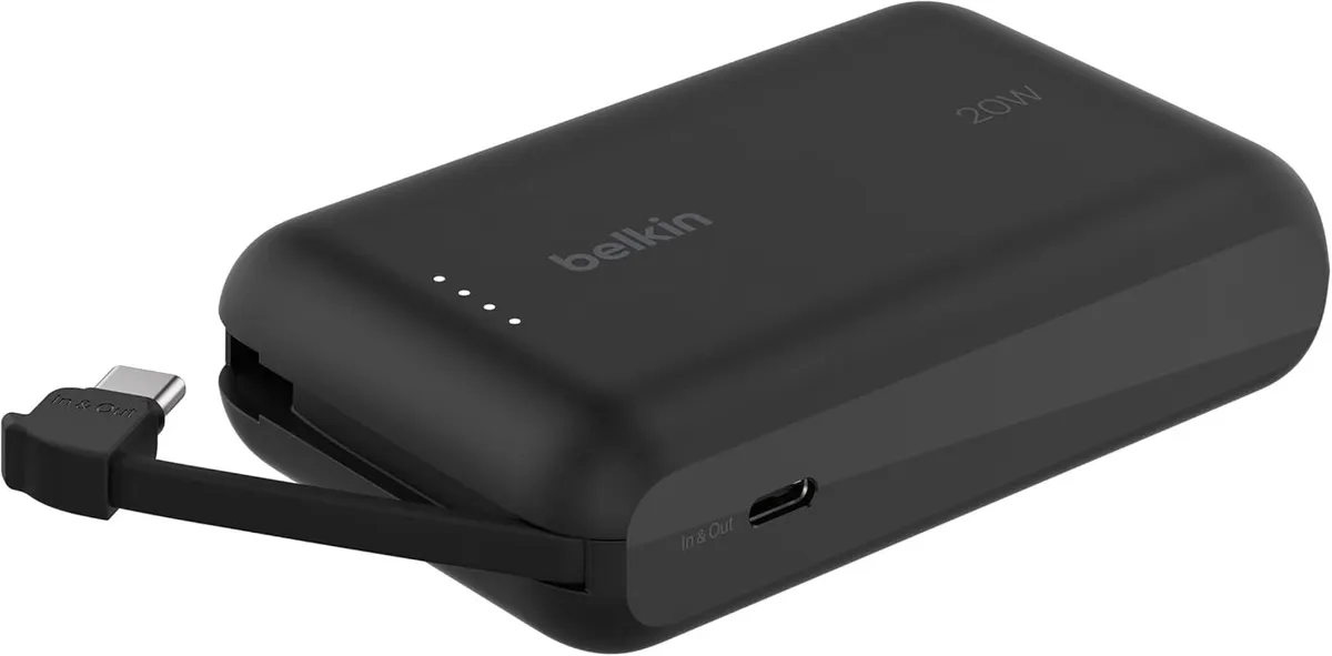 Belkin BoostCharge 10000mAh Portable Power Bank Integrated Cables USB-C