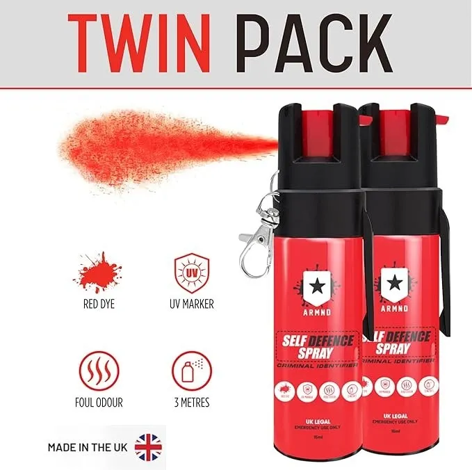 2x ARMND Self Defence Spray Long Range Criminal Identifier UK Legal New