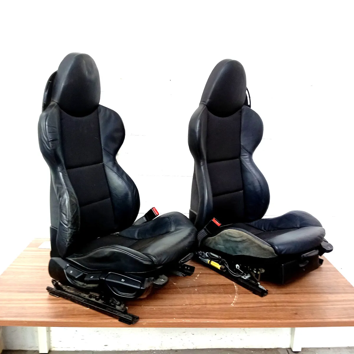 Pair BMW E85 Z4 M Sport Black Half Leather Seats Manual Not Heated