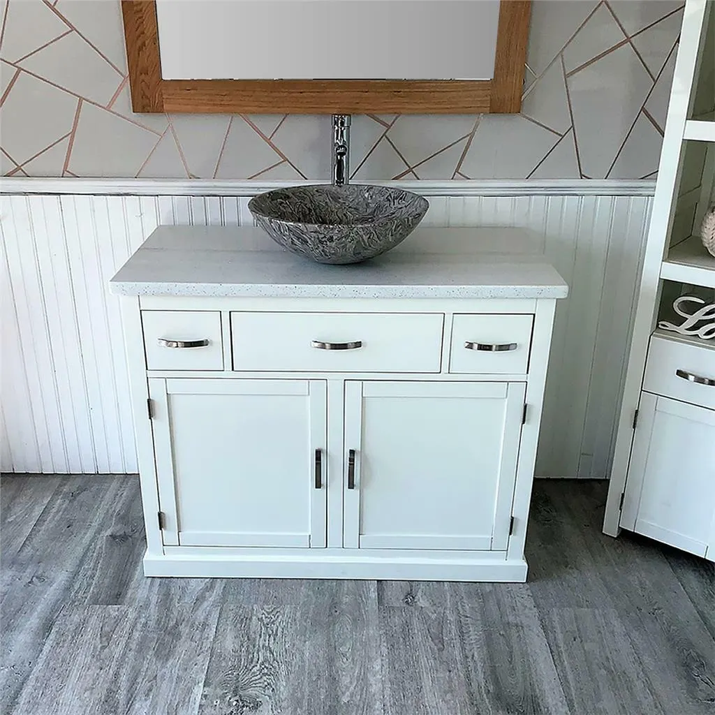 Bathroom Vanity Unit | White Wash Stand White Quartz Top
