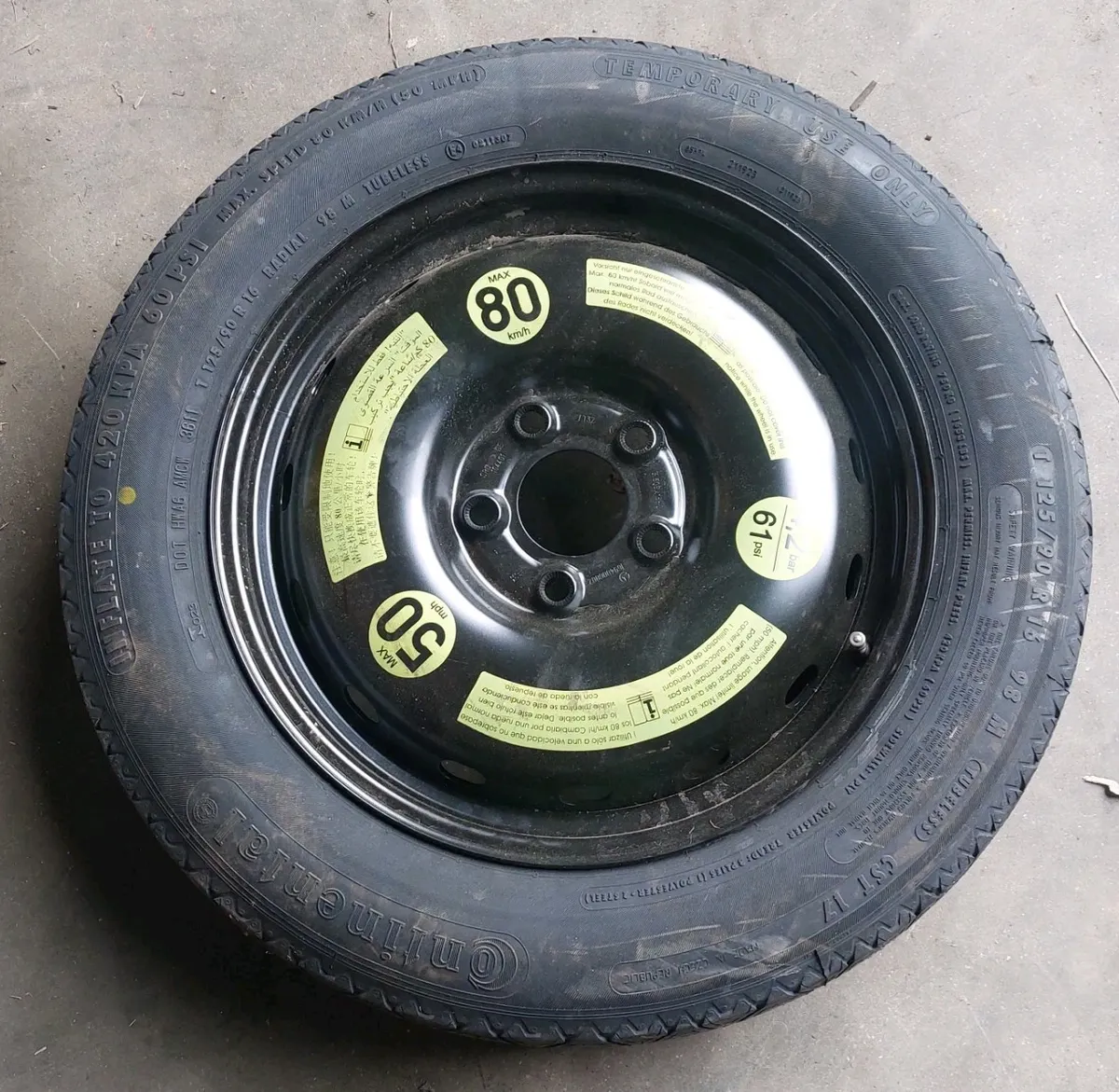 MERCEDES A CLASS SPARE WHEEL W169 16" SPACE SAVER 2004~12 1694000802 T125/90 R16