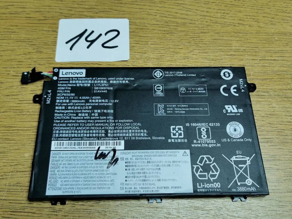 Genuine Lenovo Thinkpad E15 Gen1 E580 E480 E485 E585 E490 E495 Battery Pack Used