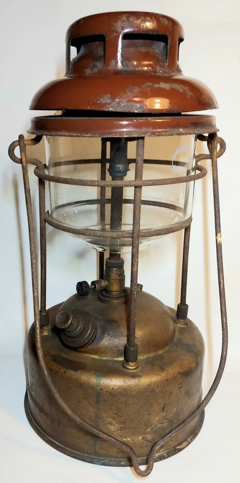 Vintage Early Tilley X246 'Pork Pie' Lamp Lantern Enamel Top Pyrex 171 Glass