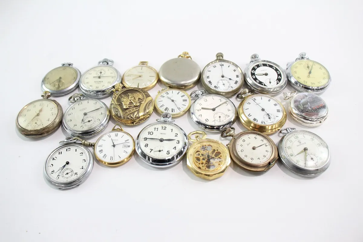 19x Job Lot Vintage & Later Mechanical Pocket & Stop Watches UNTESTED